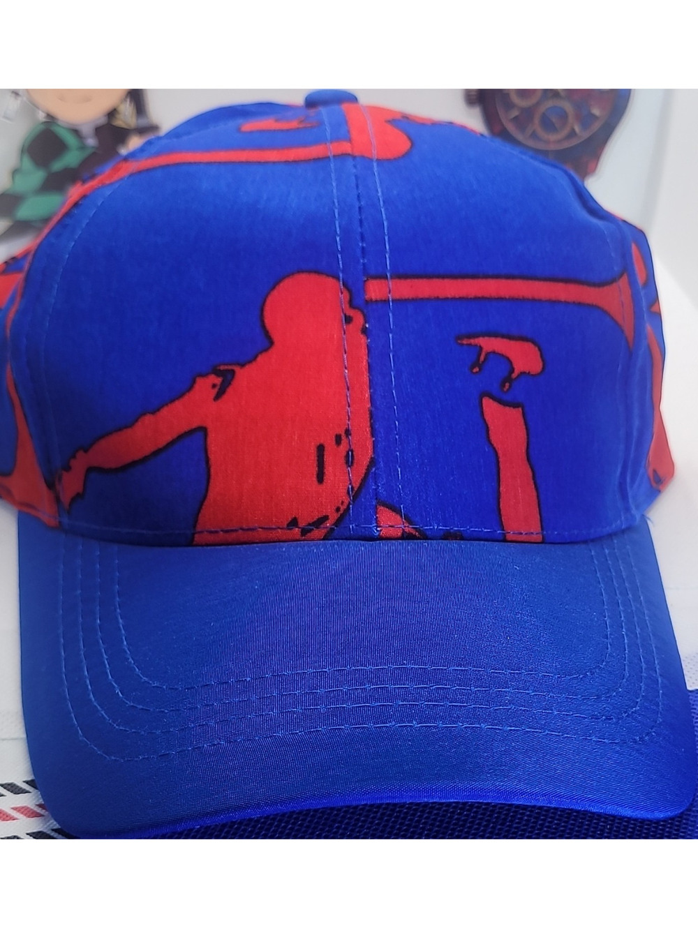 Blue Red Adjustable Baseball Cap Men Casual Graphic Print One Size